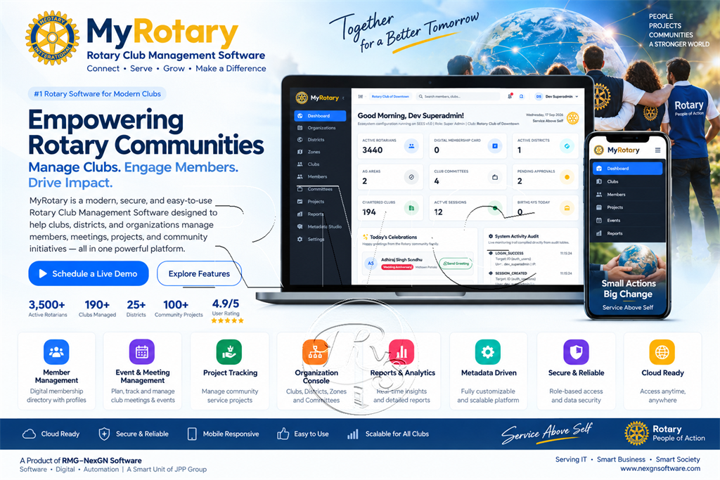 MyRotary Club Executive Dashboard Interface